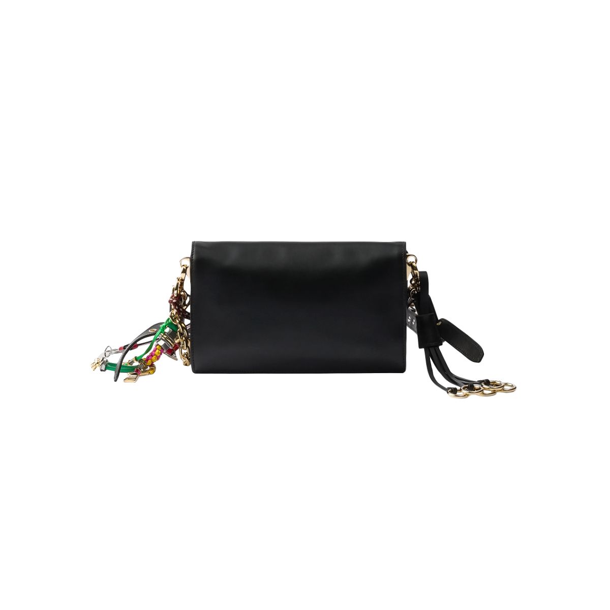 Soft Sound Small Leather Shoulder Bag with Charms Black