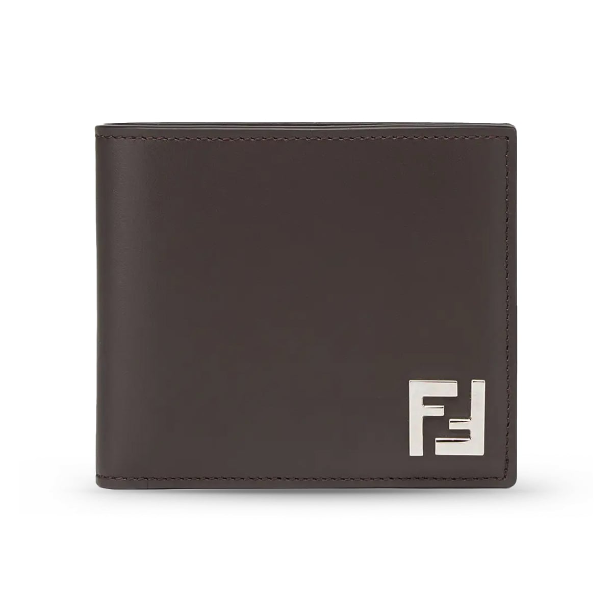 FF Squared Bi-Fold Wallet Leather Grey Brown