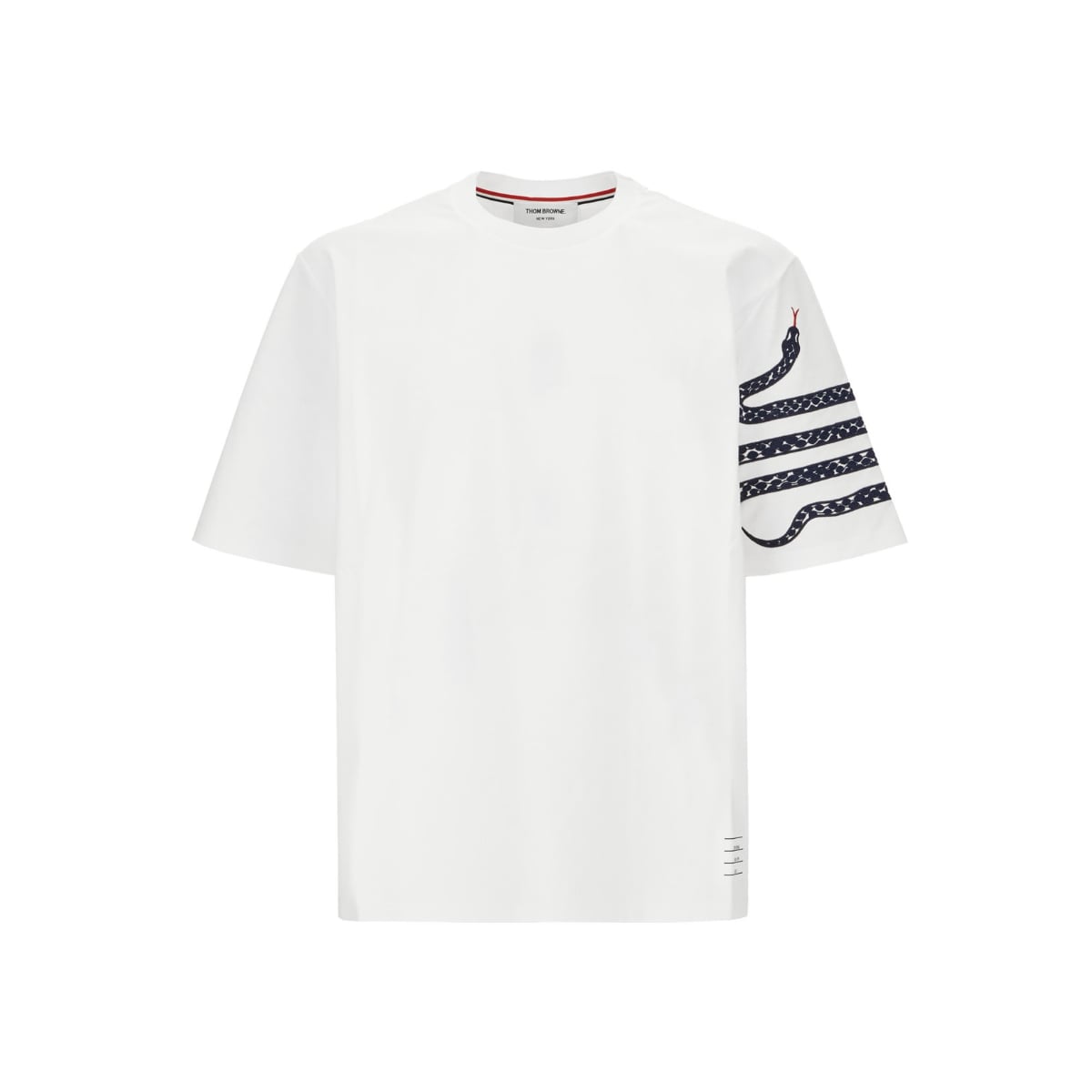 Snake-Embroidery Cotton T-shirt White