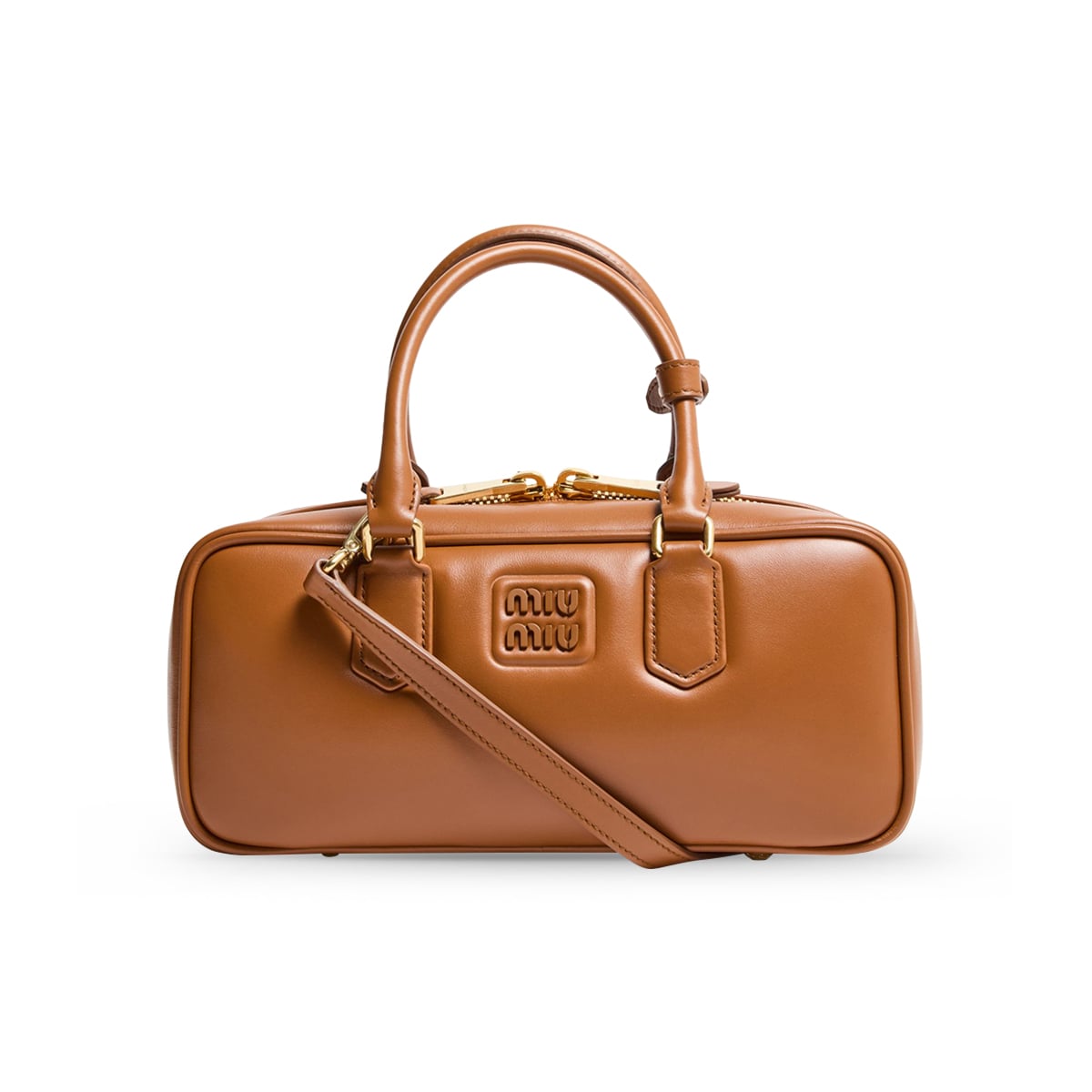 Large Arcadie Leather Bag Cognac