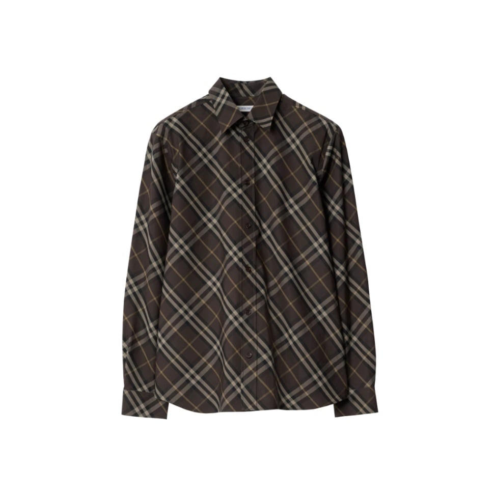 Relaxed Fit Check Cotton Shirt Prince Truffle Brown
