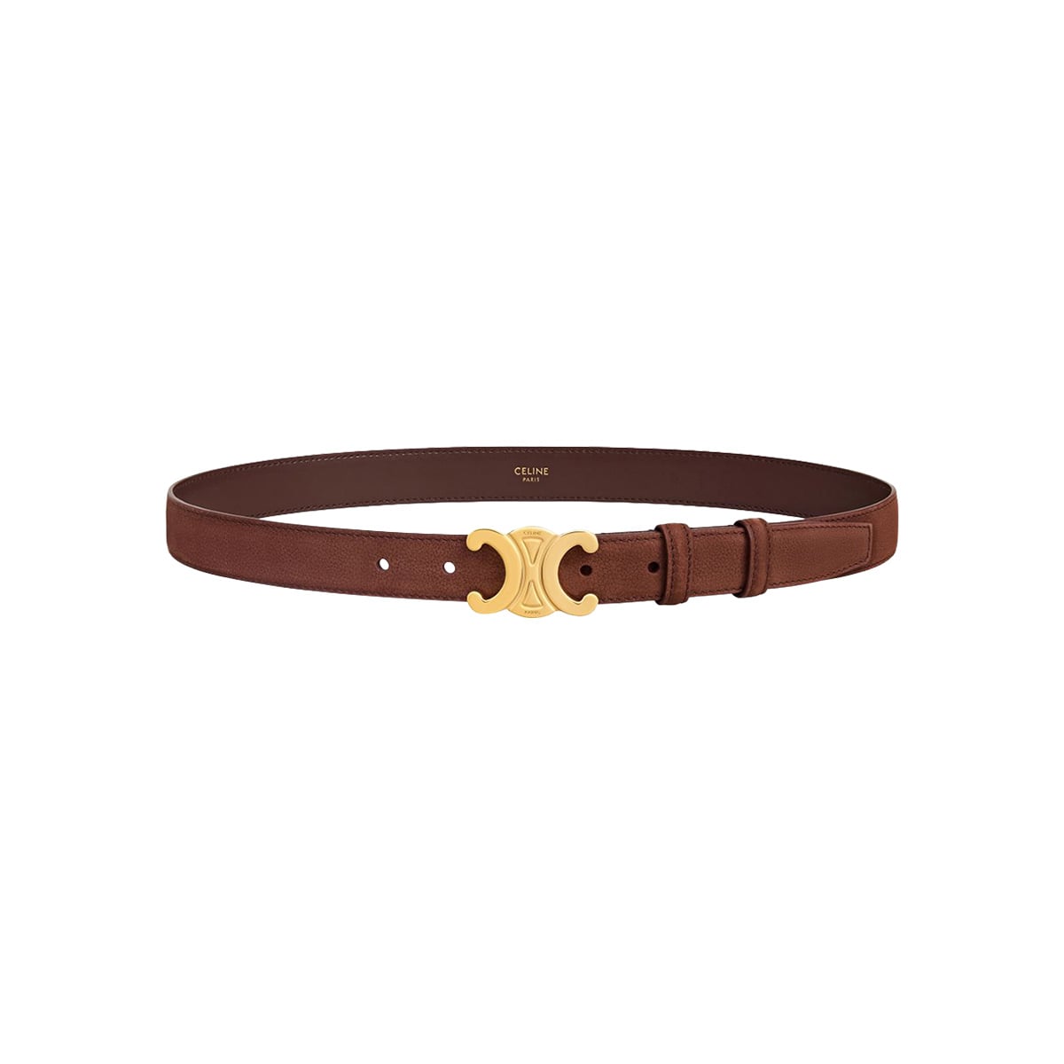 Medium 25mm Triomphe Grained Nubuck Calfskin Belt Chestnut GHW