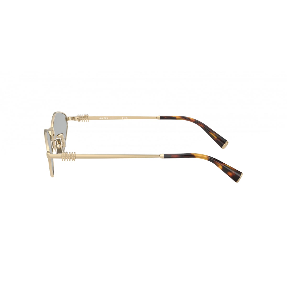 Miu Miu MU 56ZS Irregular Gold Sunglasses Light Purple Brown Lens