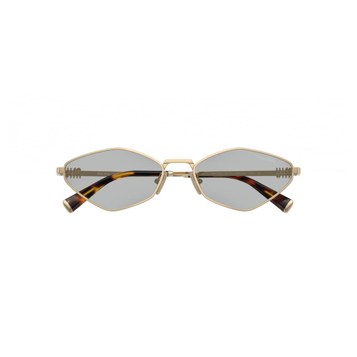 Miu Miu MU 56ZS Irregular Gold Sunglasses Light Purple Brown Lens