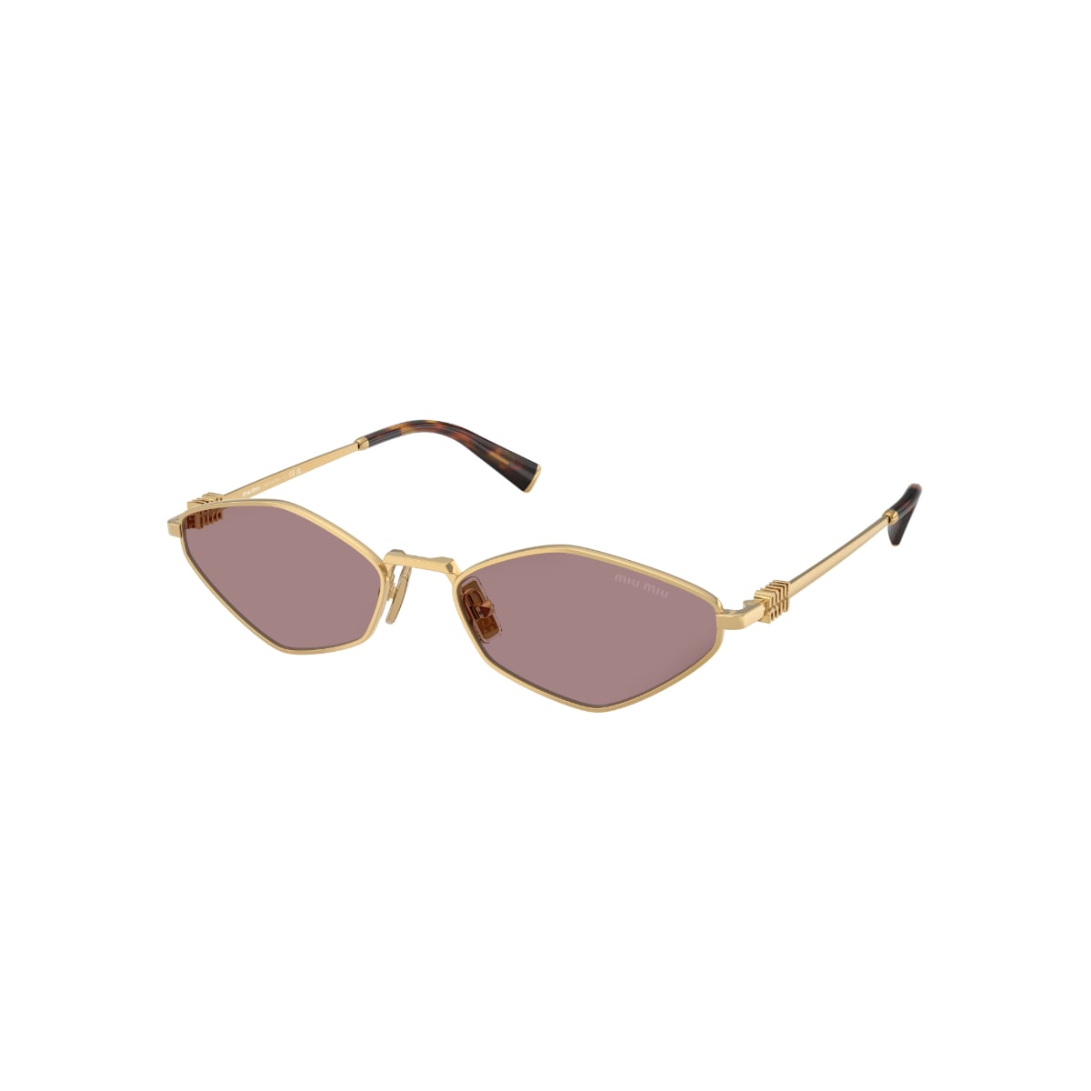 MU 56ZS Irregular Gold Sunglasses Light Purple Brown Lens