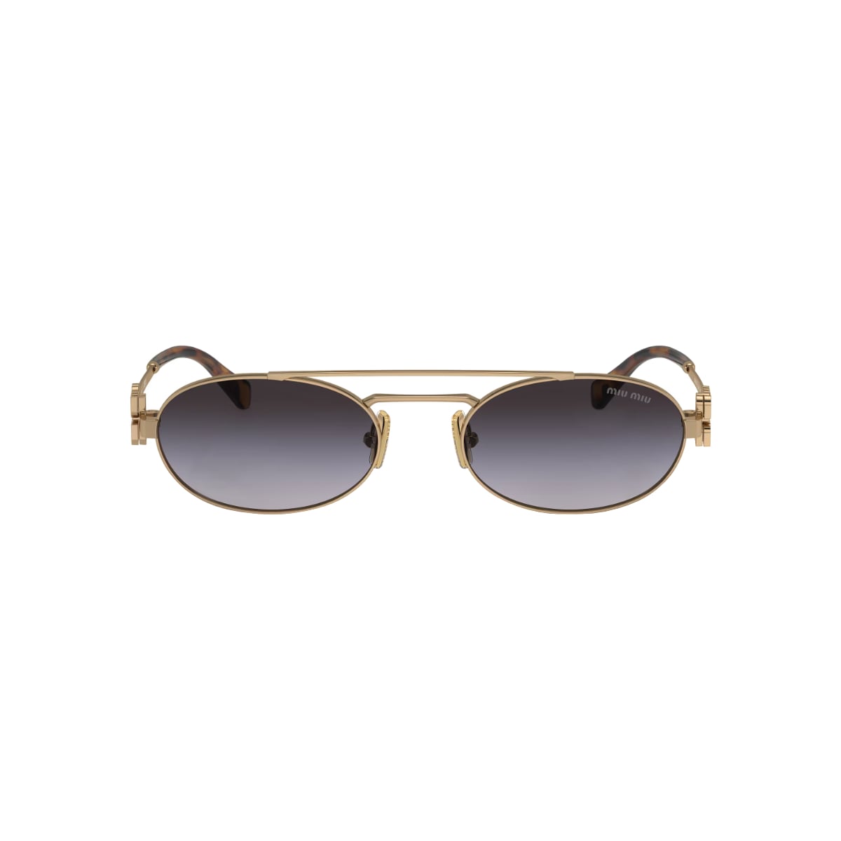 MU 54ZS Oval Antique Gold Sunglasses Gray Lens