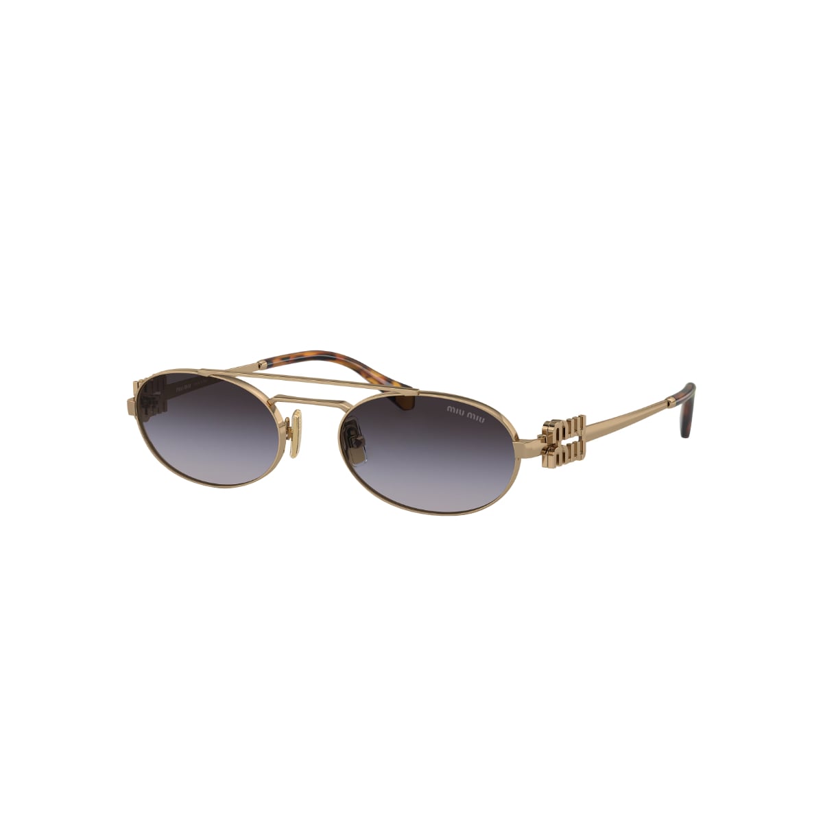 MU 54ZS Oval Antique Gold Sunglasses Gray Lens