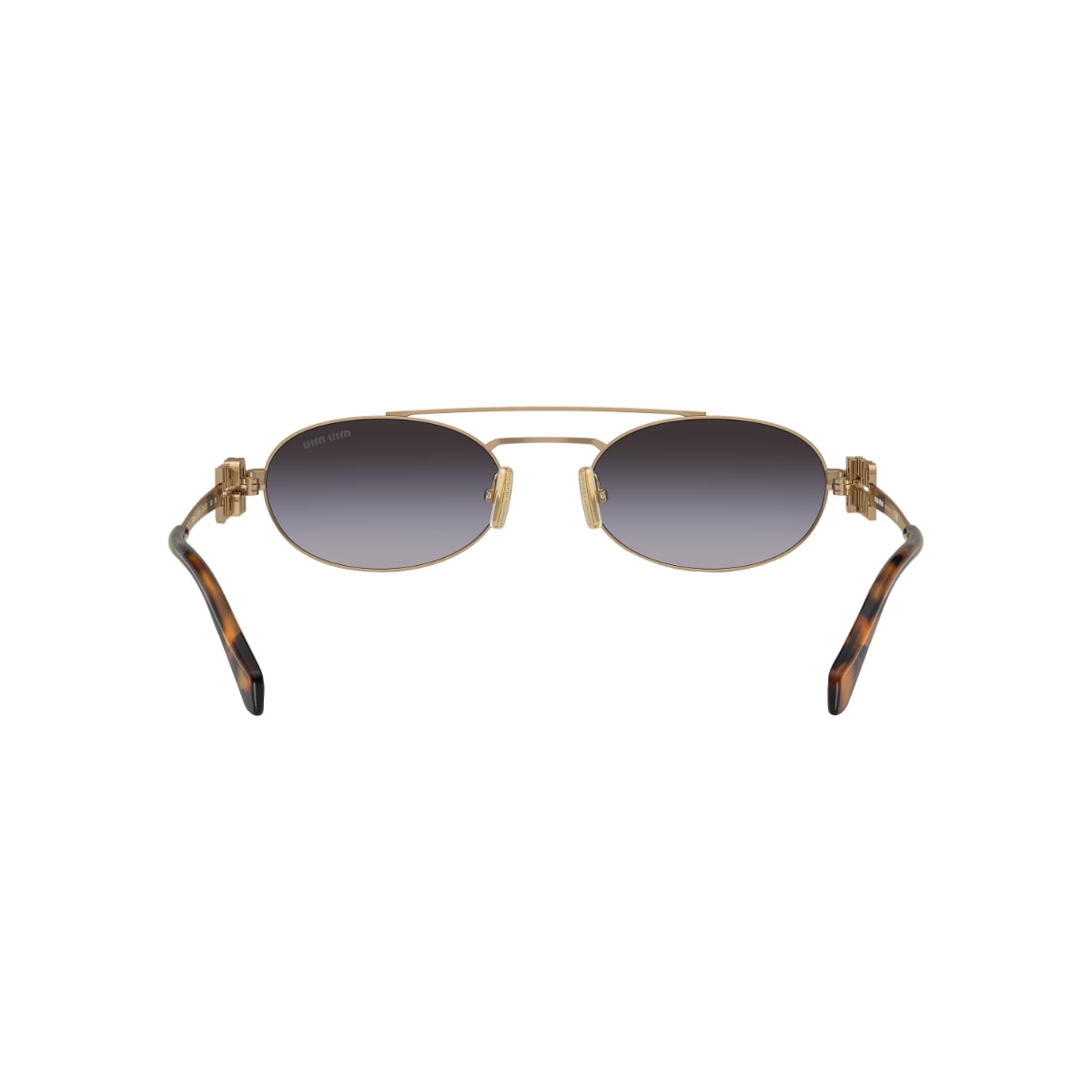 MU 54ZS Oval Antique Gold Sunglasses Gray Lens