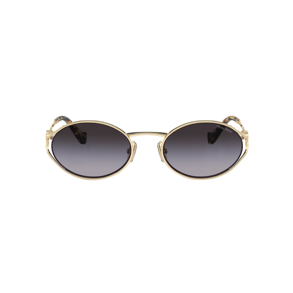 MU 52YS Oval Pale Gold Sunglasses Gray Lens