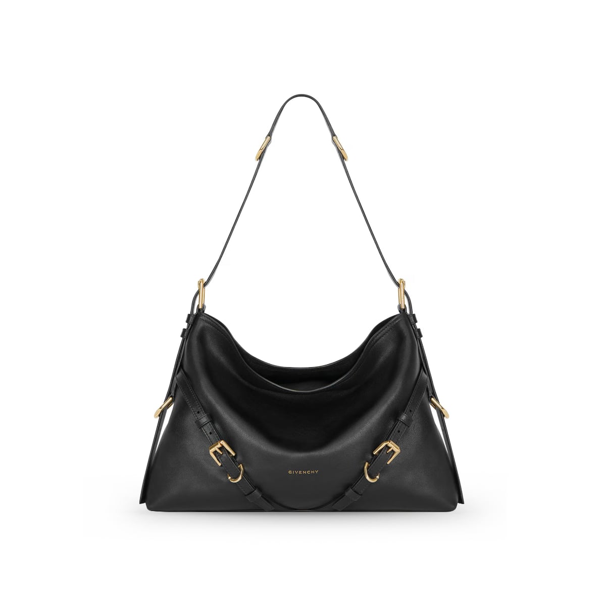 Medium Voyou Bag in Shiny Leather Black