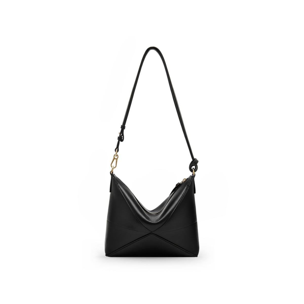Puzzle Fold Pouch In Shiny Nappa Calfskin Black