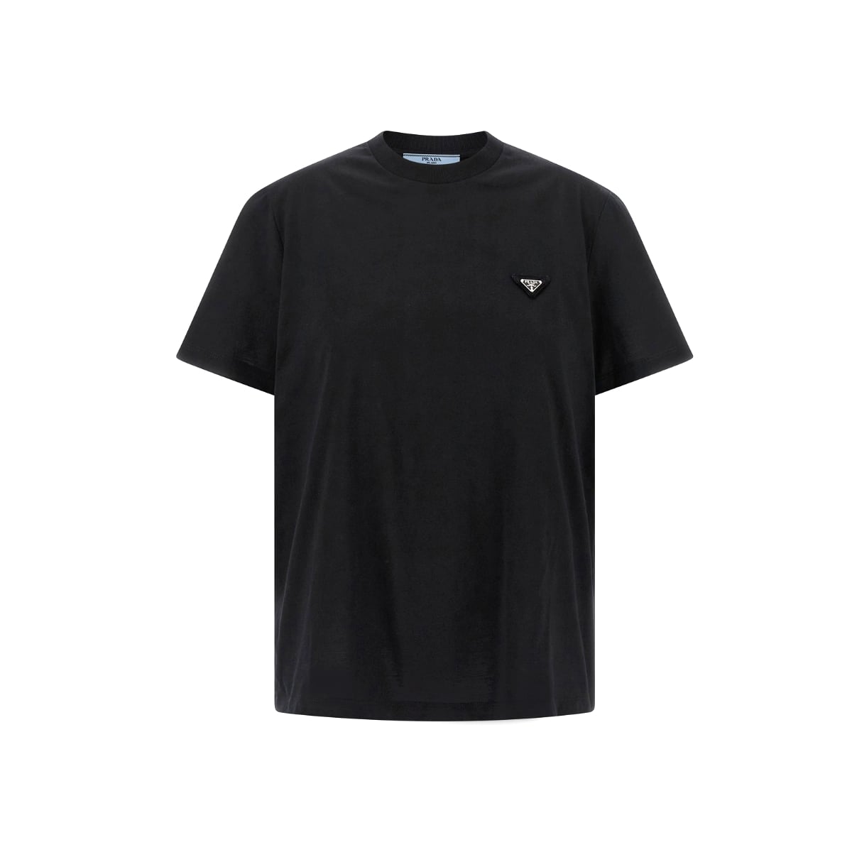 Jersey T-Shirt with Metal Logo on Chest Black