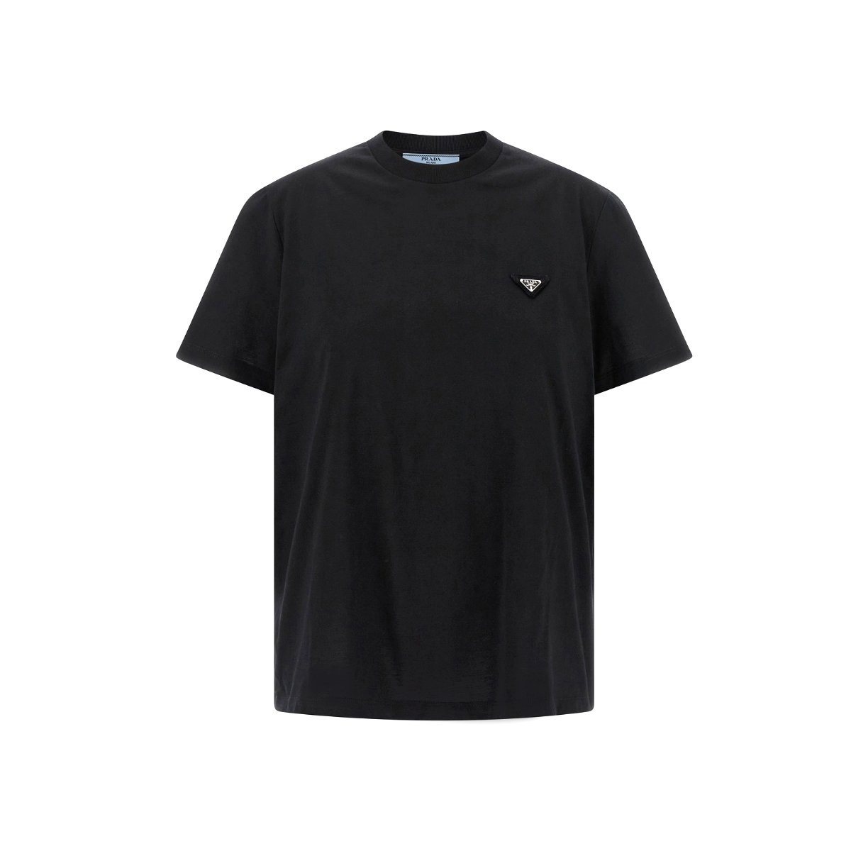 Jersey T-Shirt with Metal Logo on Chest Black
