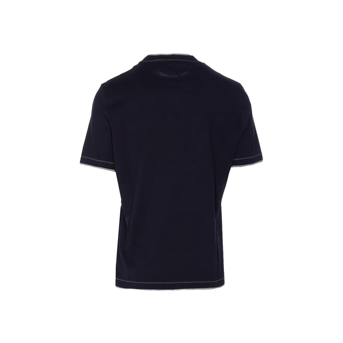 Cotton Jersey Crew Neck T-shirt Logo and Faux-Layering Navy