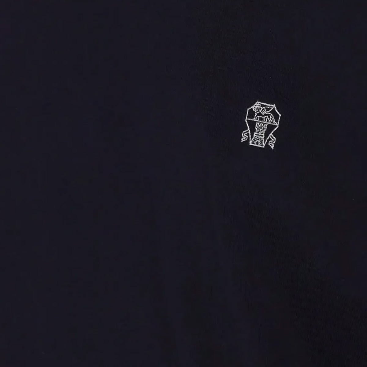 Cotton Jersey Crew Neck T-shirt Logo and Faux-Layering Navy