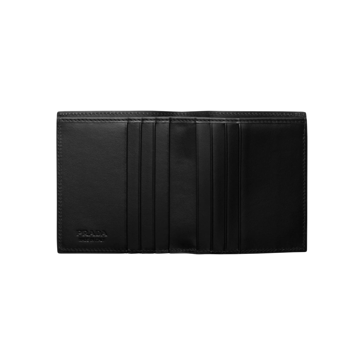 Triangle Logo Moire Leather Wallet Black