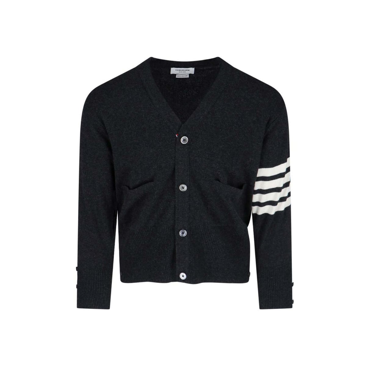 Classic 4-Bar V-Neck Cardigan Grey