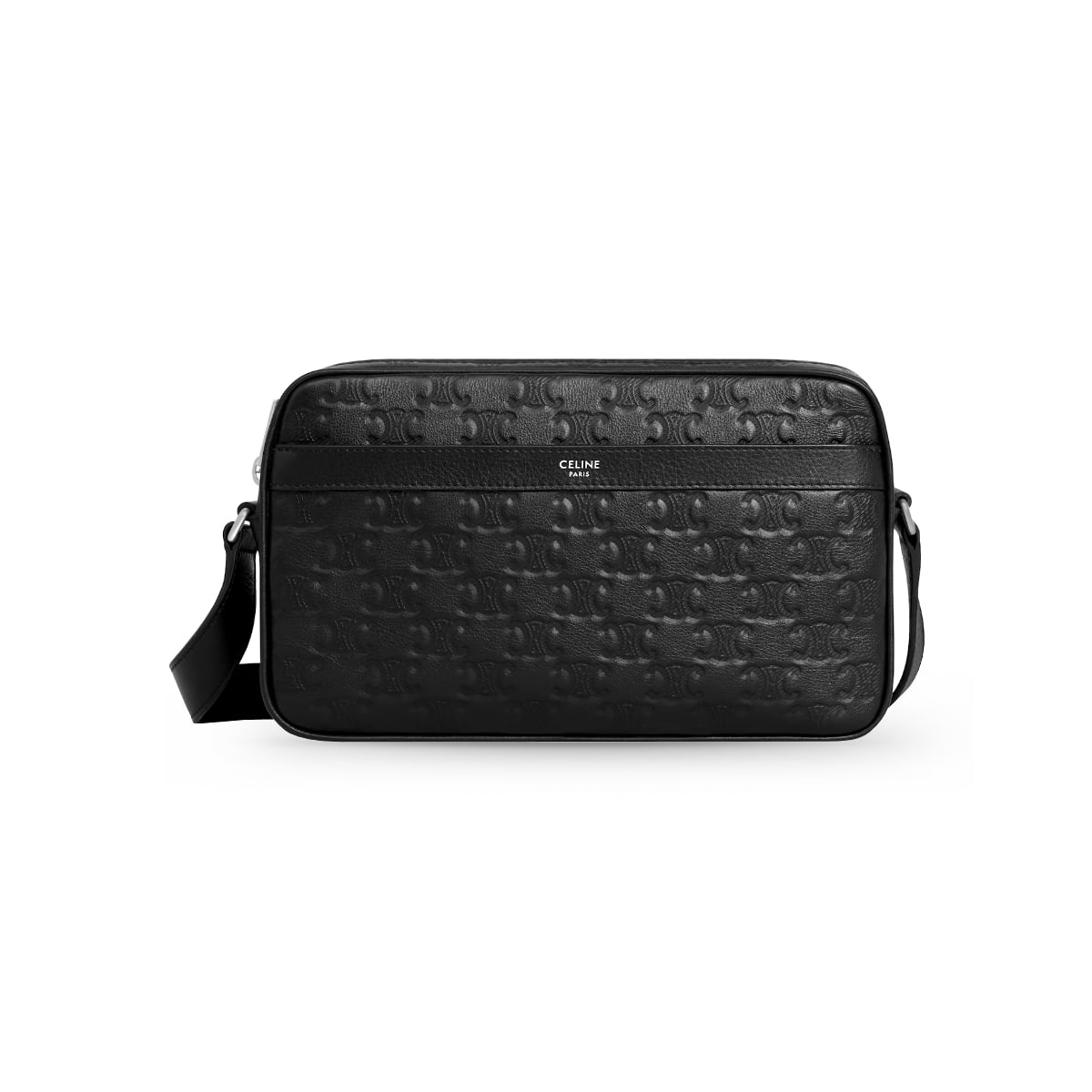 Medium Messenger Bag Calfskin Triomphe Embossed Black