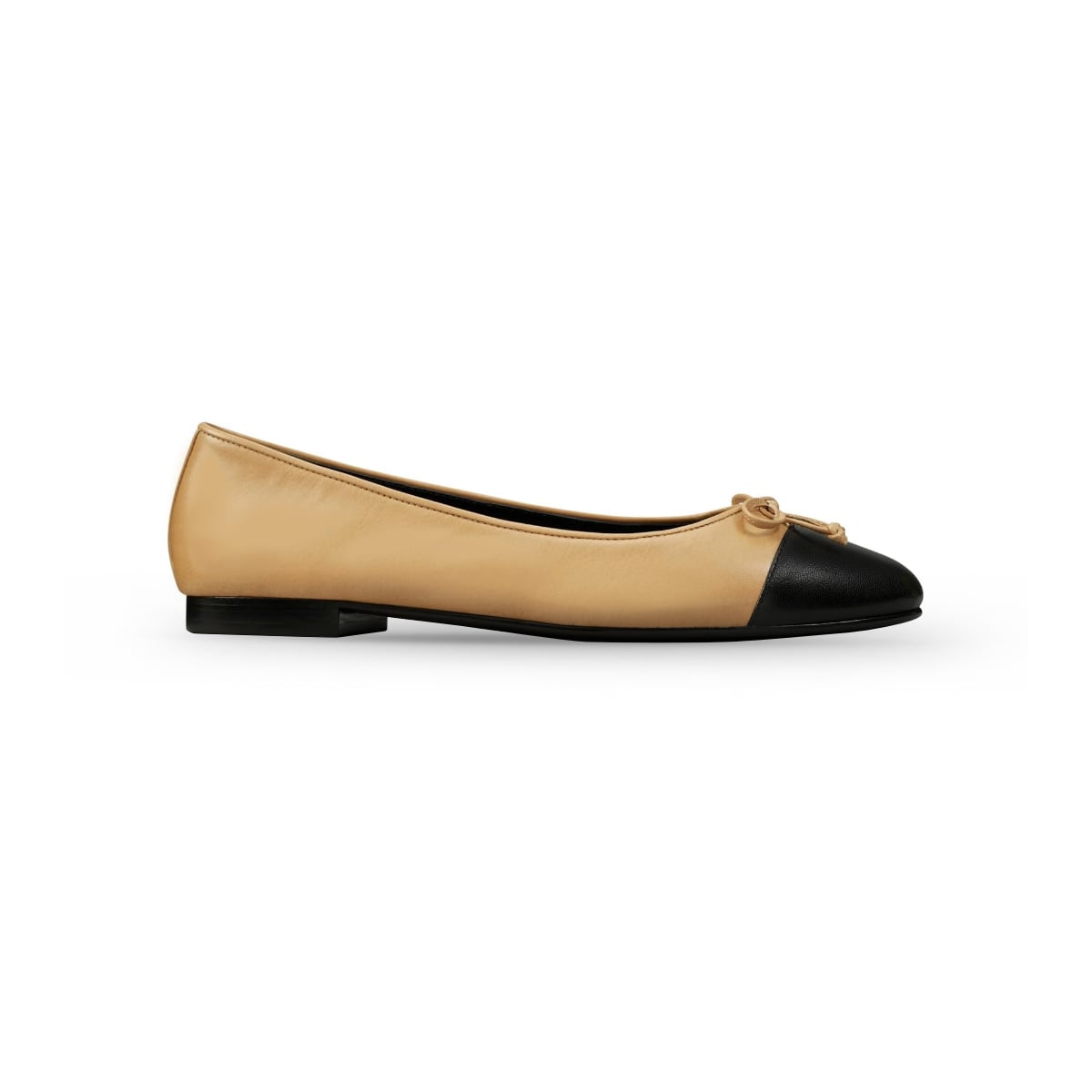 Bow Cap-Toe Leather Ballet Ginger Shortbread