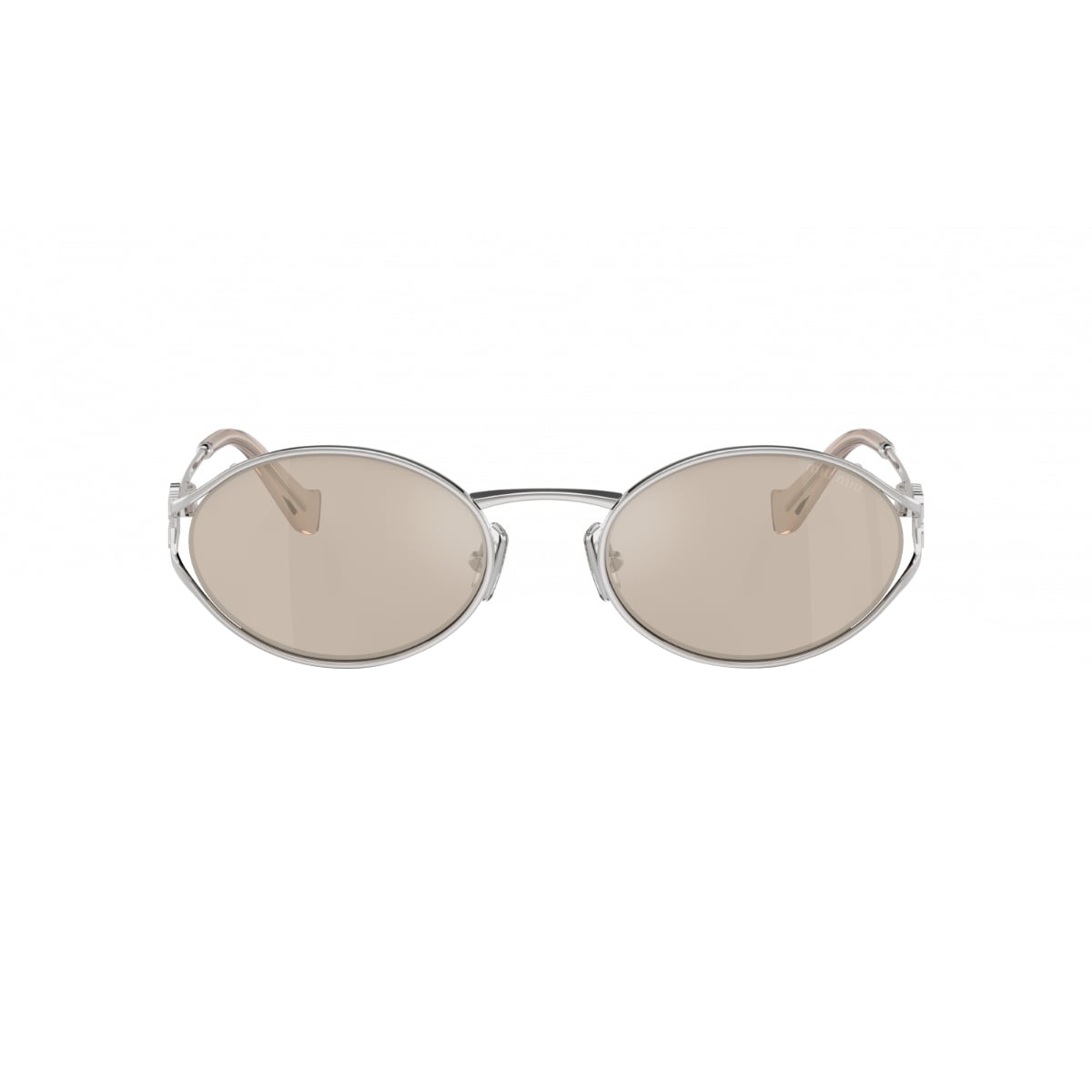 MU 52YS Oval Silver Sunglasses Pale Gold Lens