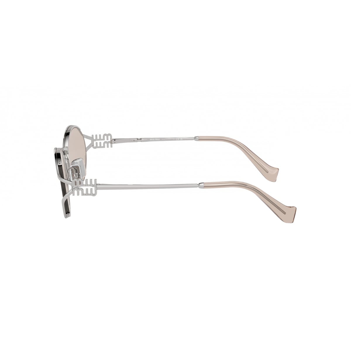 MU 52YS Oval Silver Sunglasses Pale Gold Lens