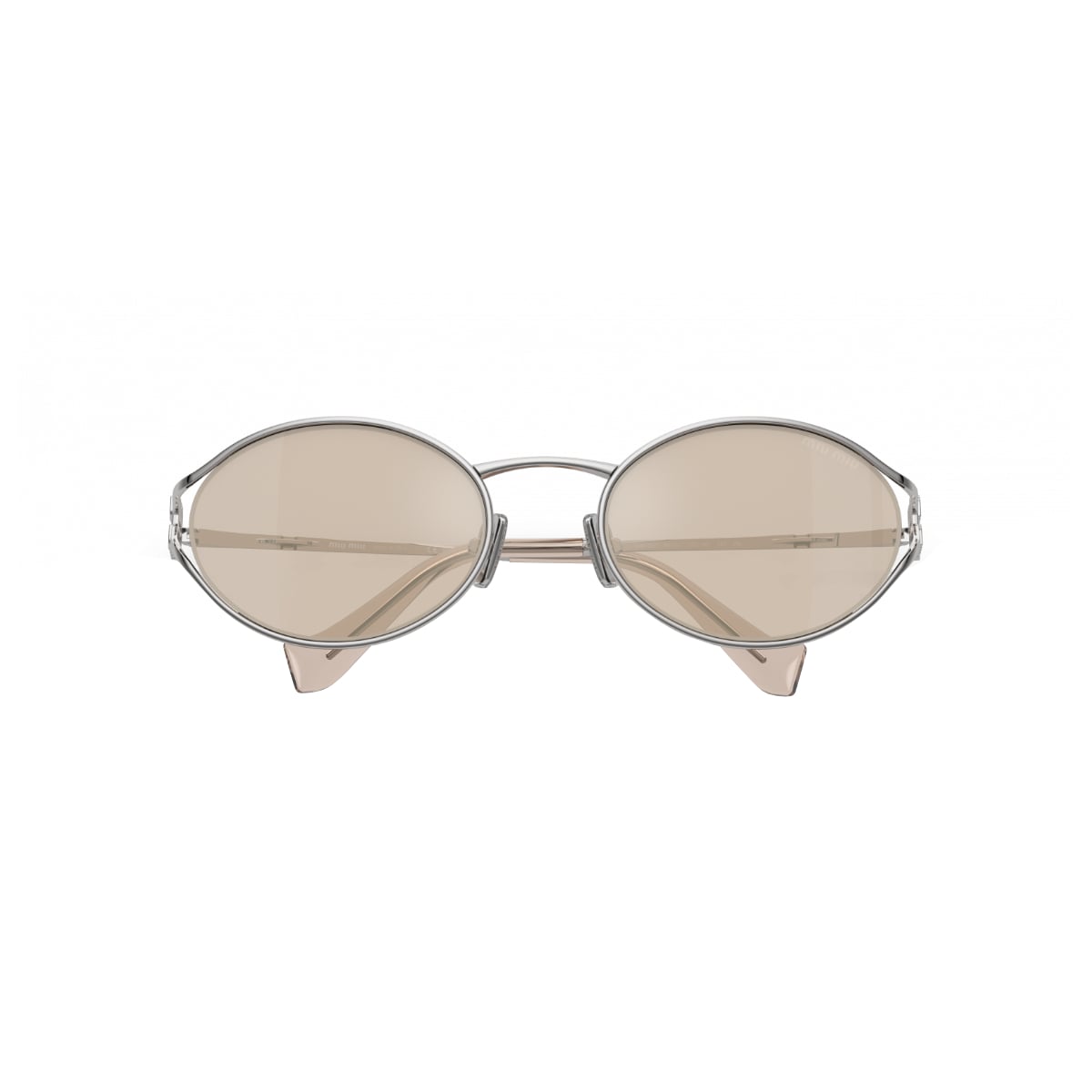 MU 52YS Oval Silver Sunglasses Pale Gold Lens