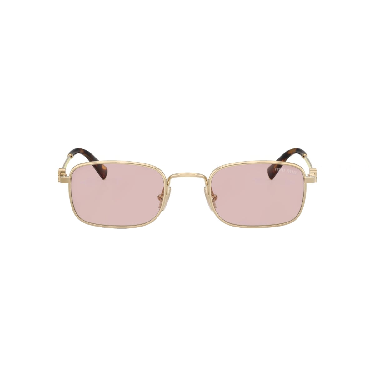 MU A53S Rectangle Pale Gold Sunglasses Pink Lens