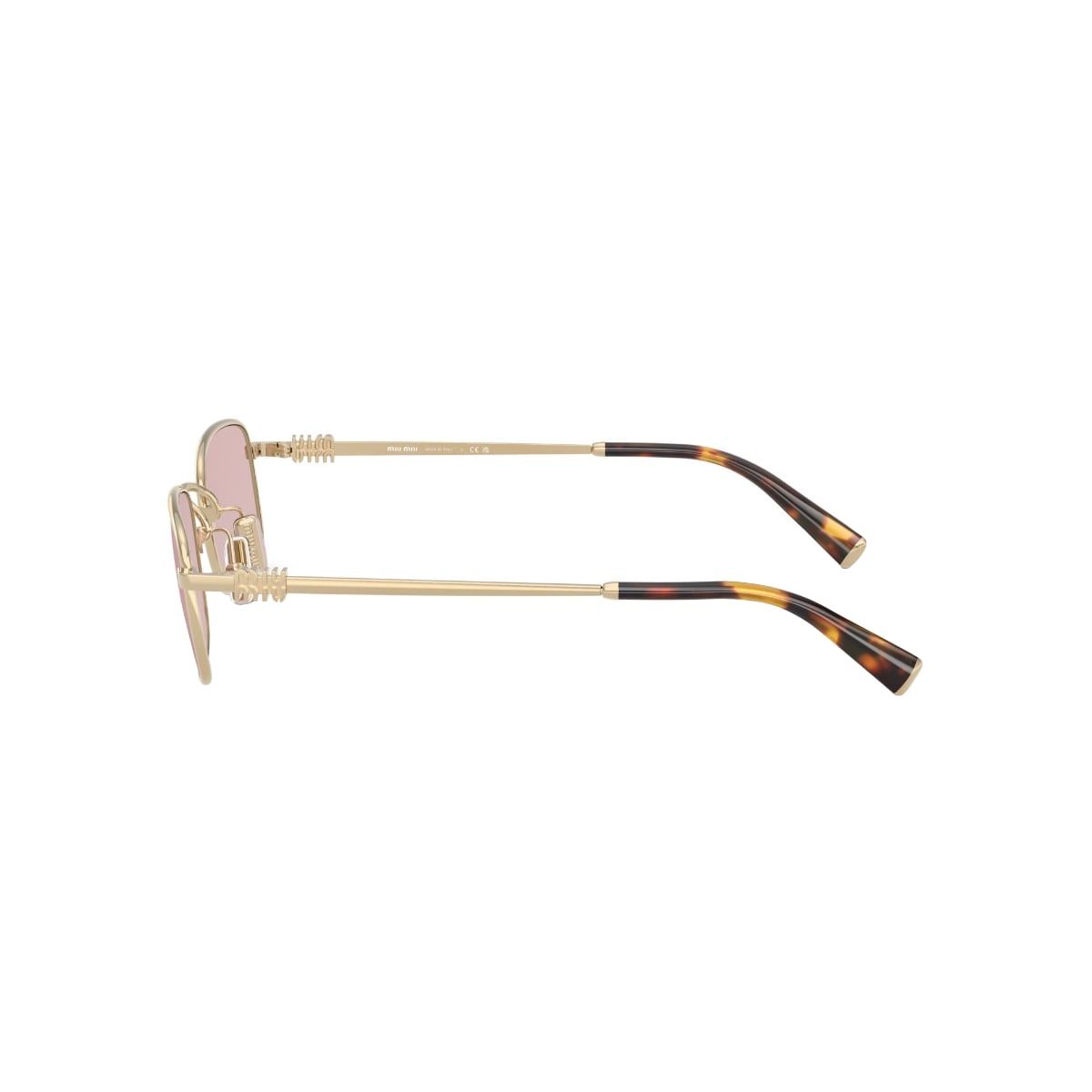 MU A53S Rectangle Pale Gold Sunglasses Pink Lens