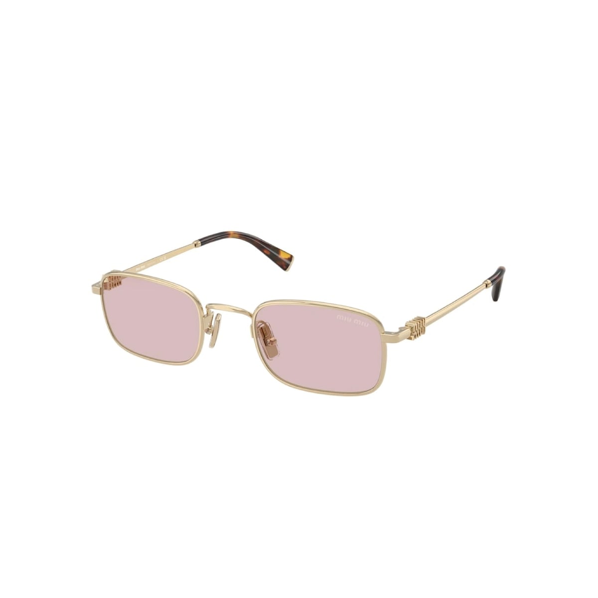 MU A53S Rectangle Pale Gold Sunglasses Pink Lens
