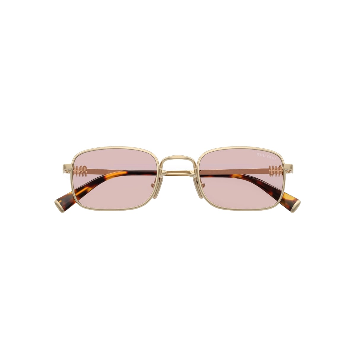 MU A53S Rectangle Pale Gold Sunglasses Pink Lens