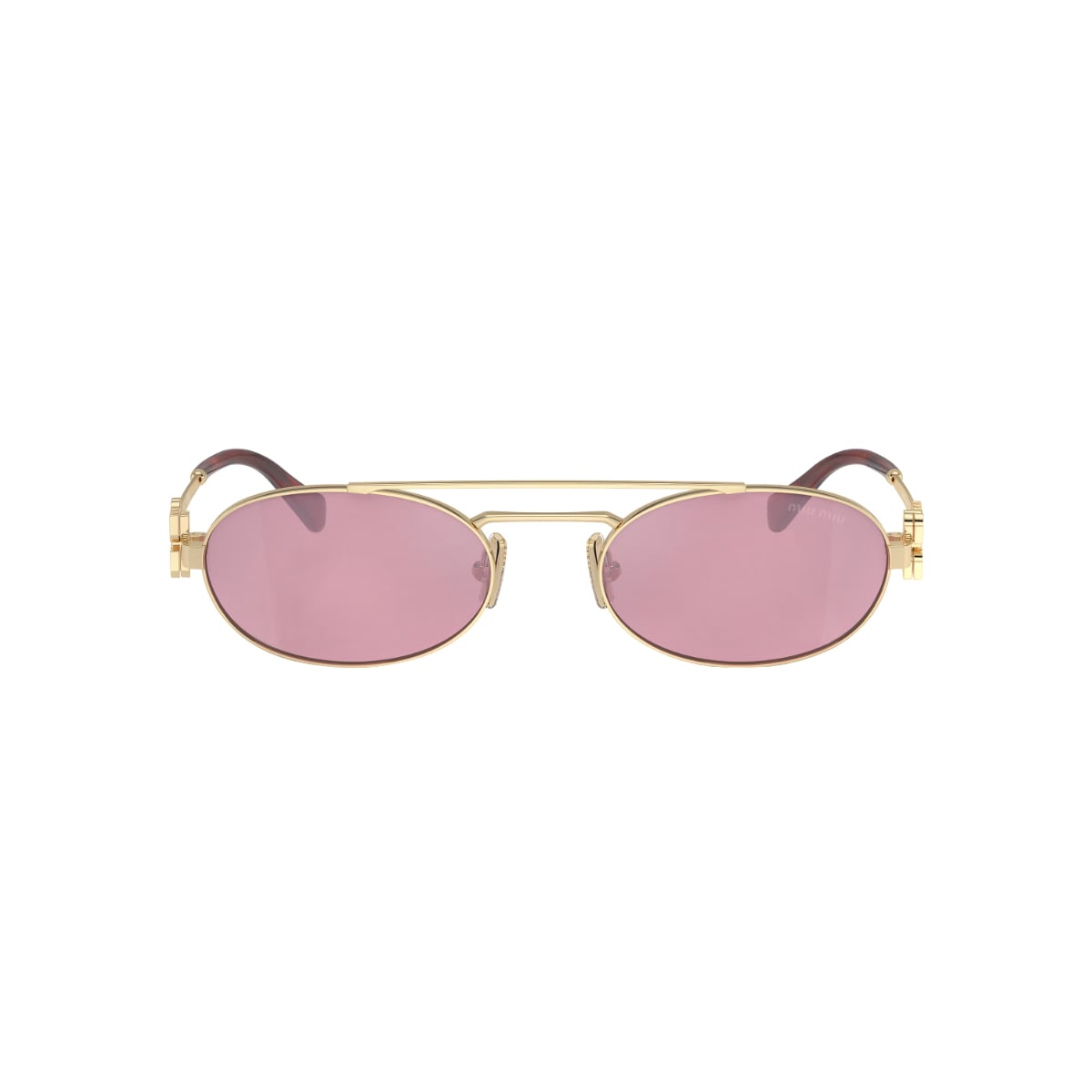 MU 54ZS Oval Pale Gold Sunglasses Pink Lens