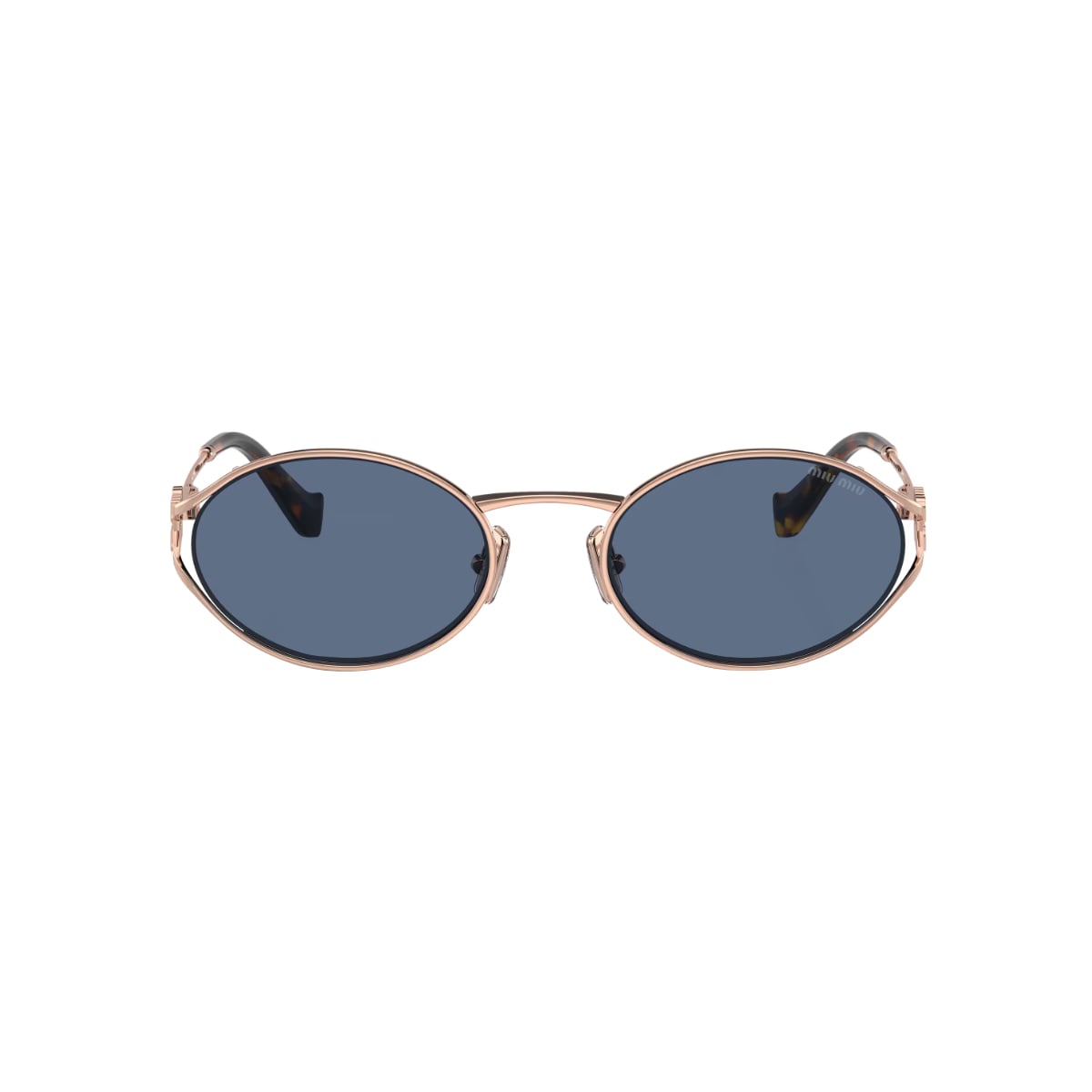 Miu Miu MU 52YS Oval Pink Gold Sunglasses Blue Lens Original 2026