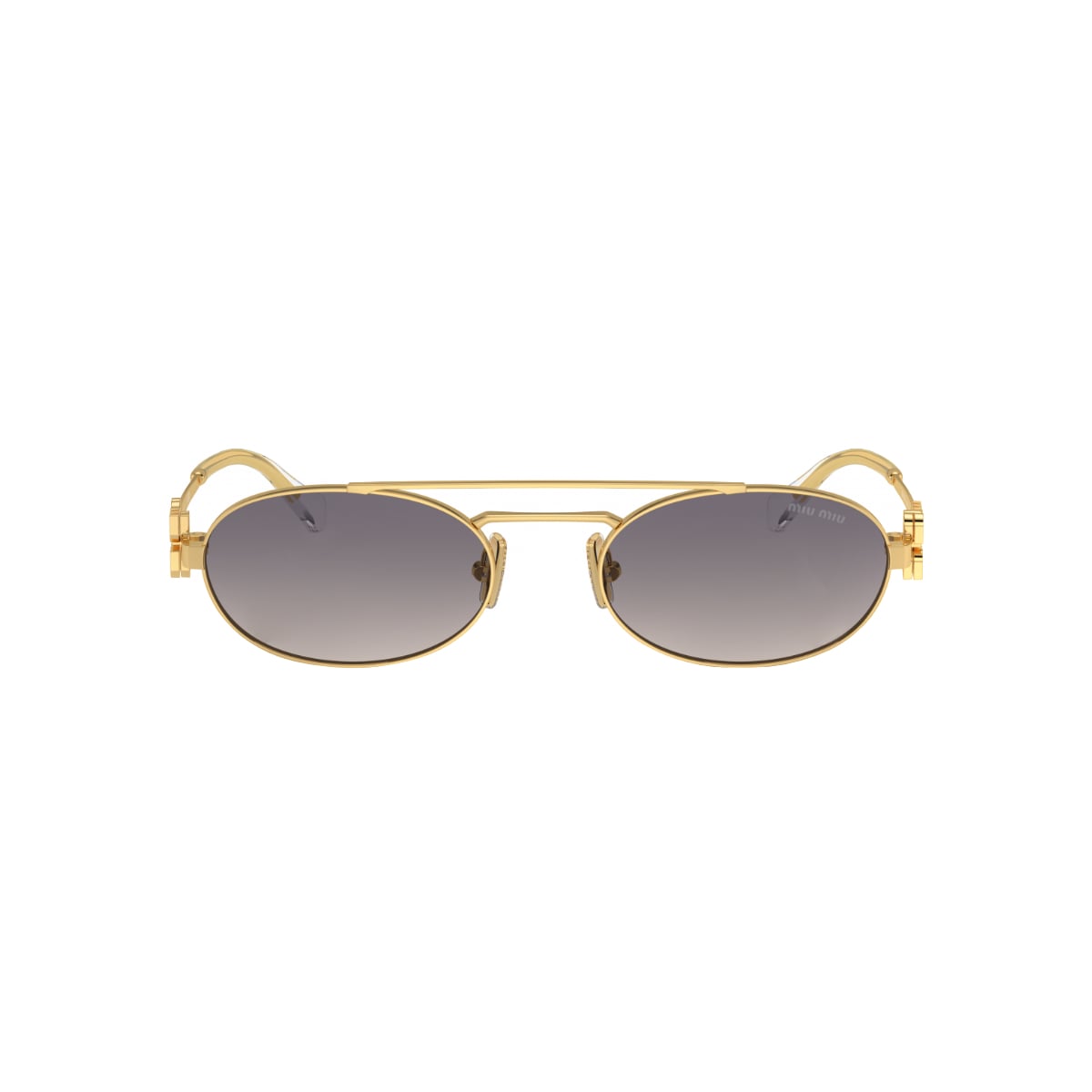 MU 54ZS Oval Gold Sunglasses Gray Lens