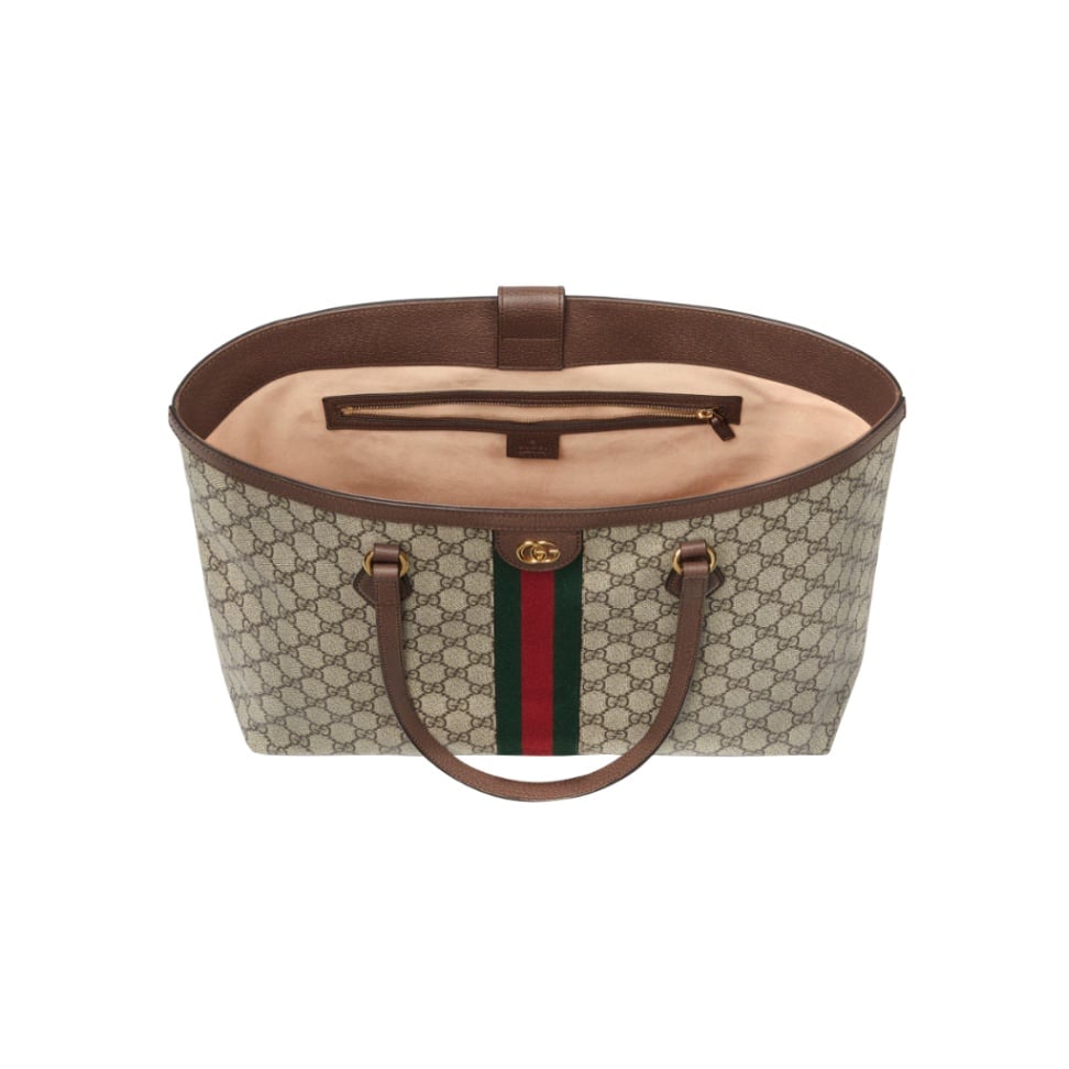 GG Ophidia Large Tote Bag Beige/Dark Brown GHW