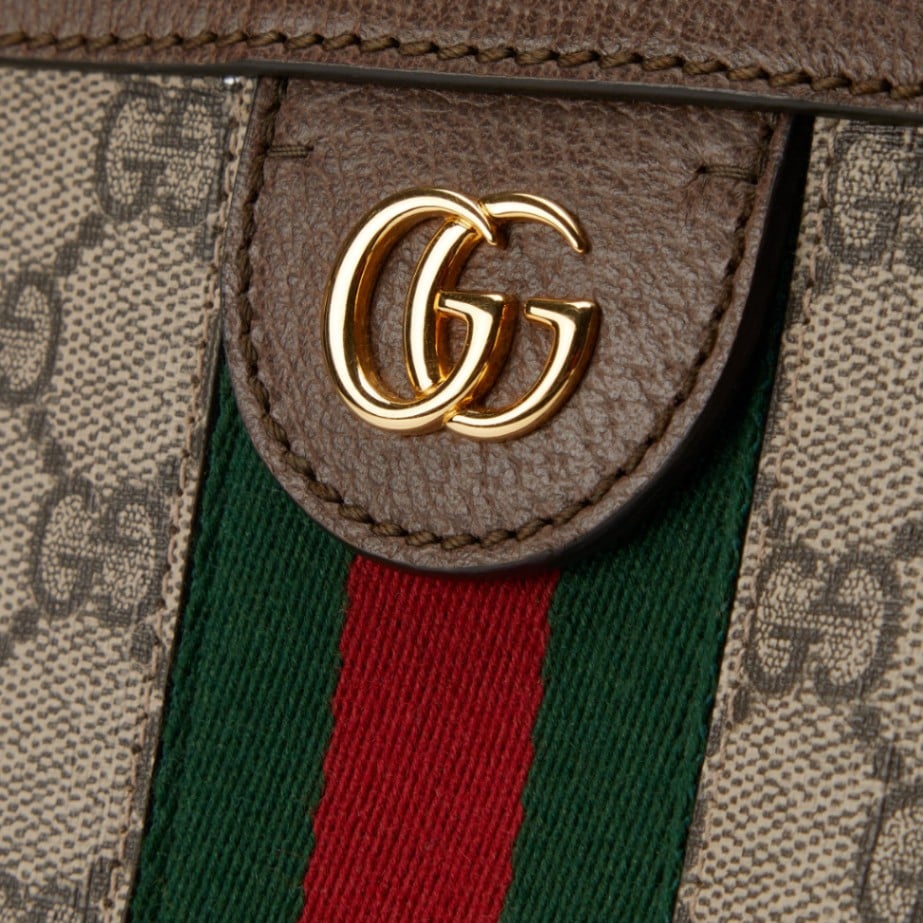 GG Ophidia Large Tote Bag Beige/Dark Brown GHW