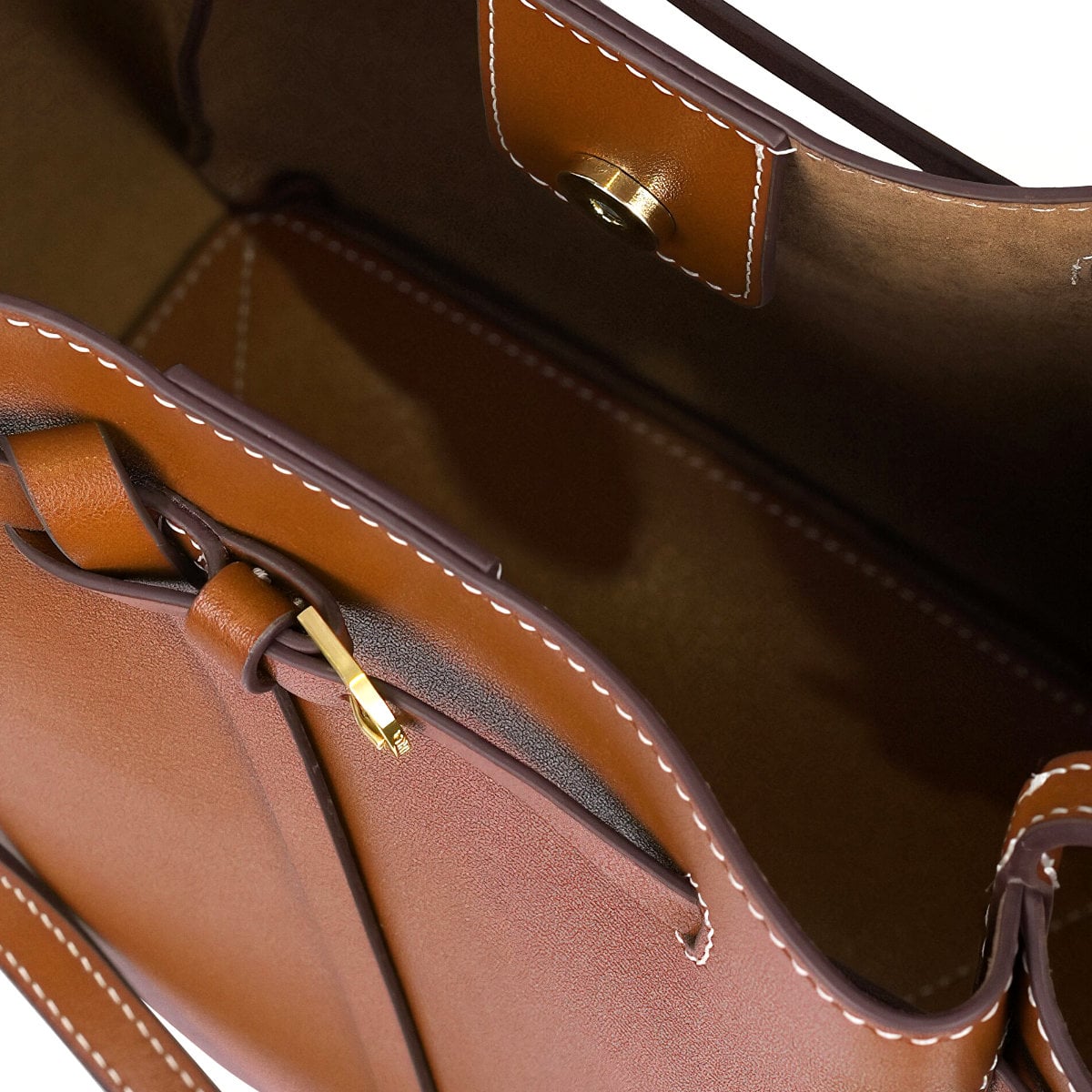 Mini Anthos Shoulder Bag Leather Brown Stitch