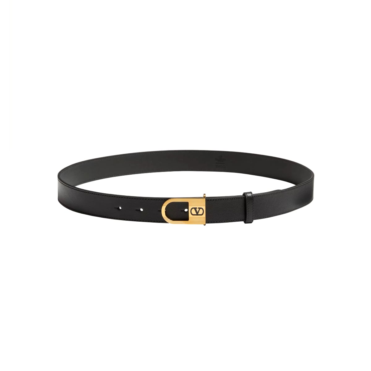 VLogo Signature Belt in Shiny Calfskin 30 mm with Enamelled Logo Detail Black GHW