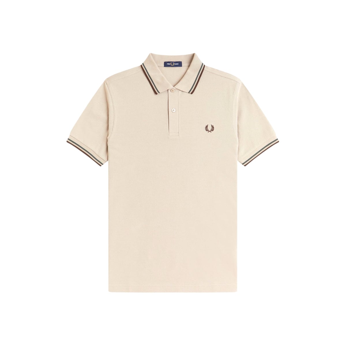 Twin Tipped Polo Shirt Warm Oat / Court Green / Burnt Tobacco