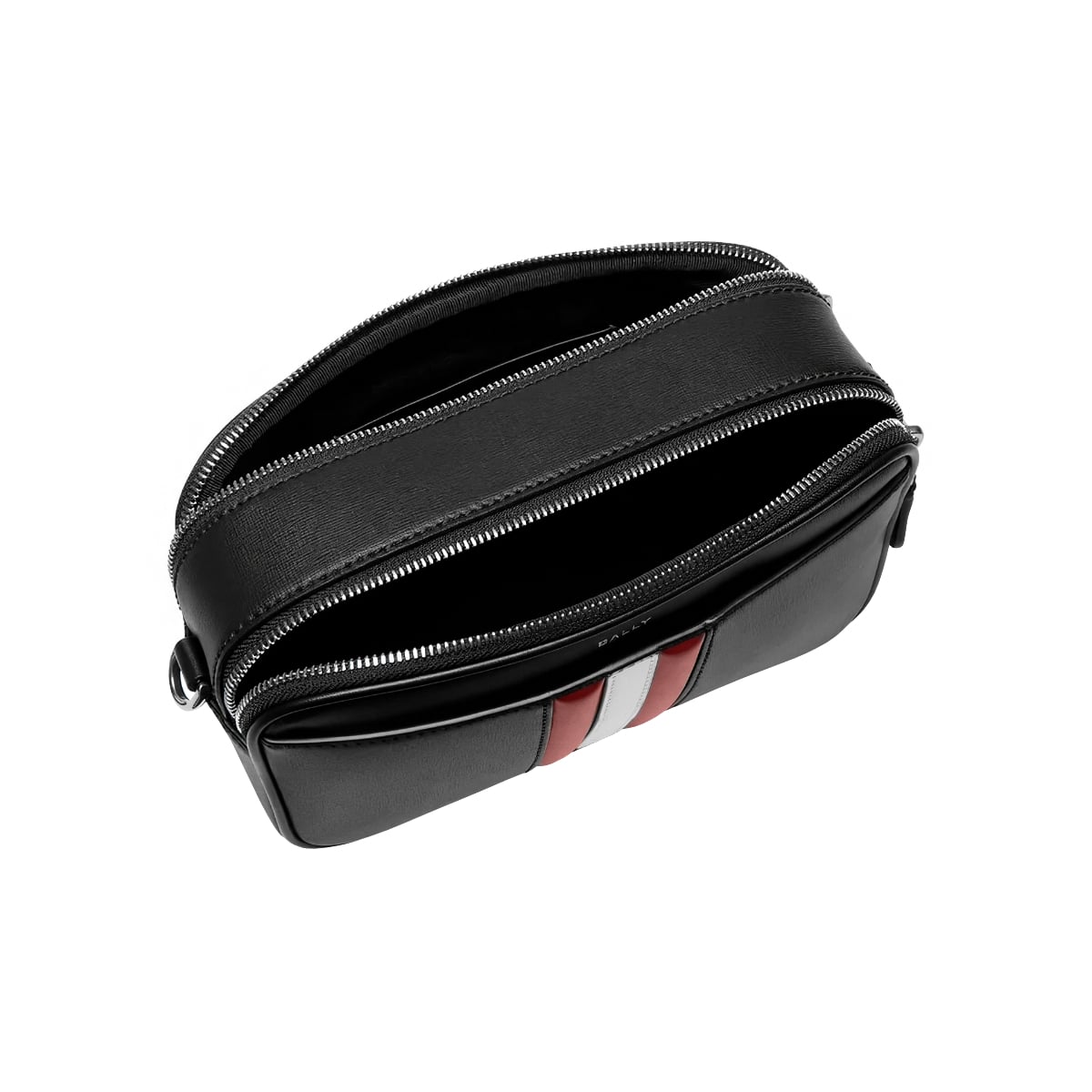 Bally Code Pouch Stripe Red/White in Nylon Black Original Terbaik