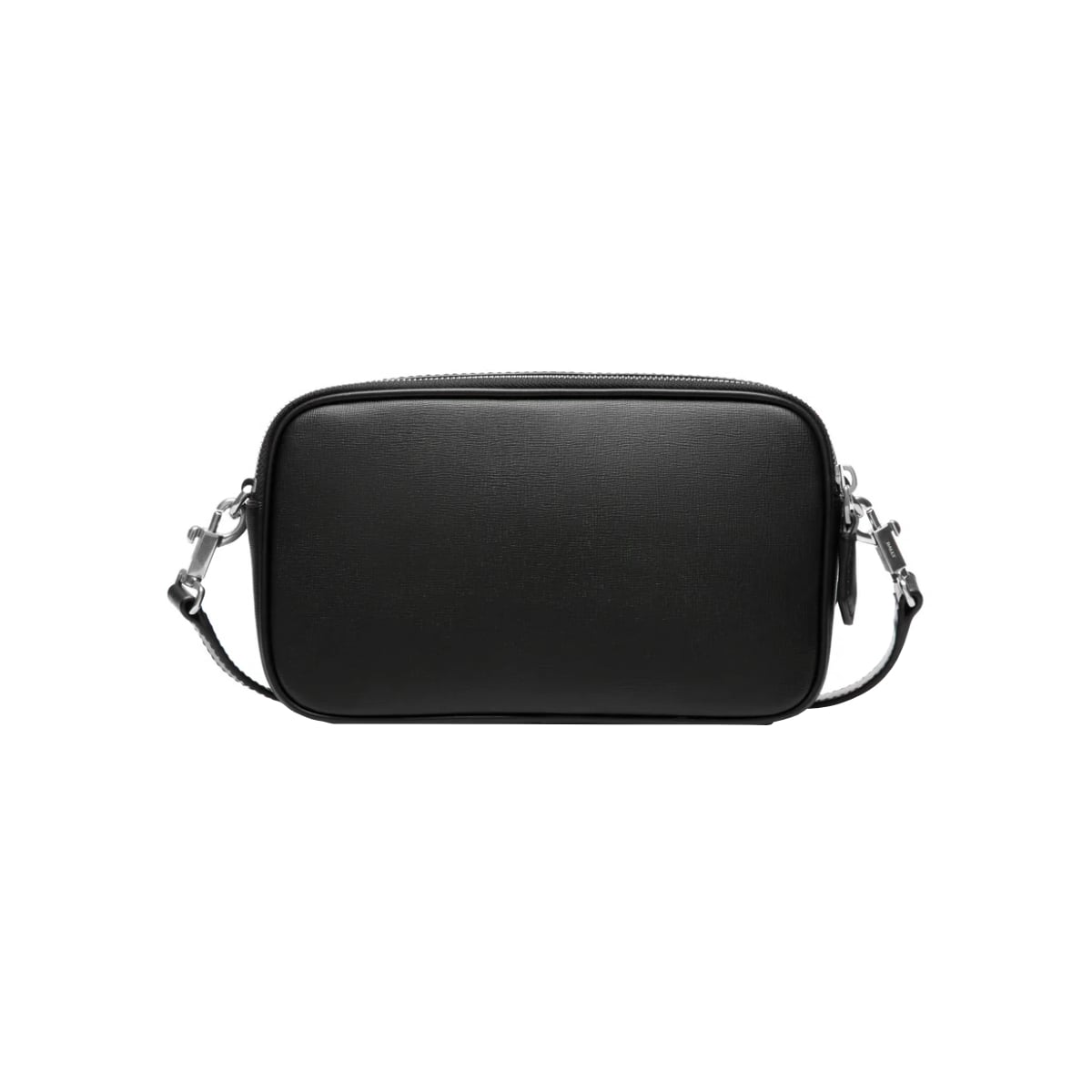 Bally Mythos Crossbody Bag Two Top Zip in Recycled Leather Black 