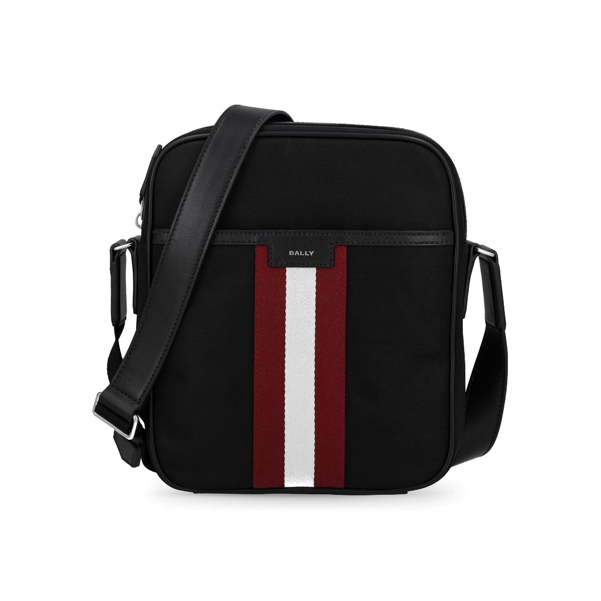 Logo Crossbody Bag Stripe Red/White Canvas Black