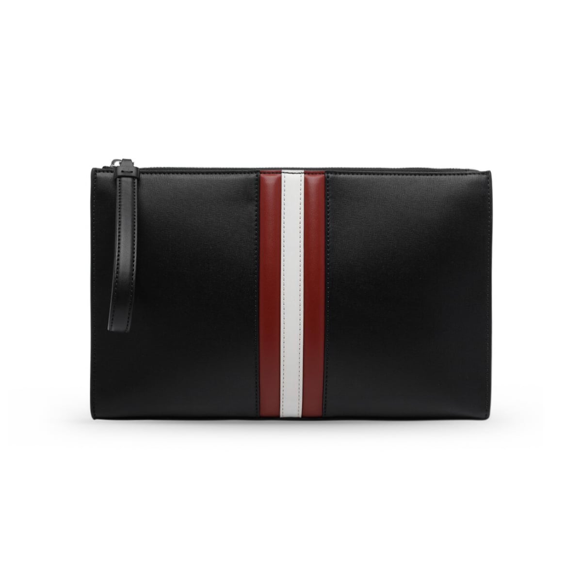 Mythos Clutch Stripe Red/White Leather Black