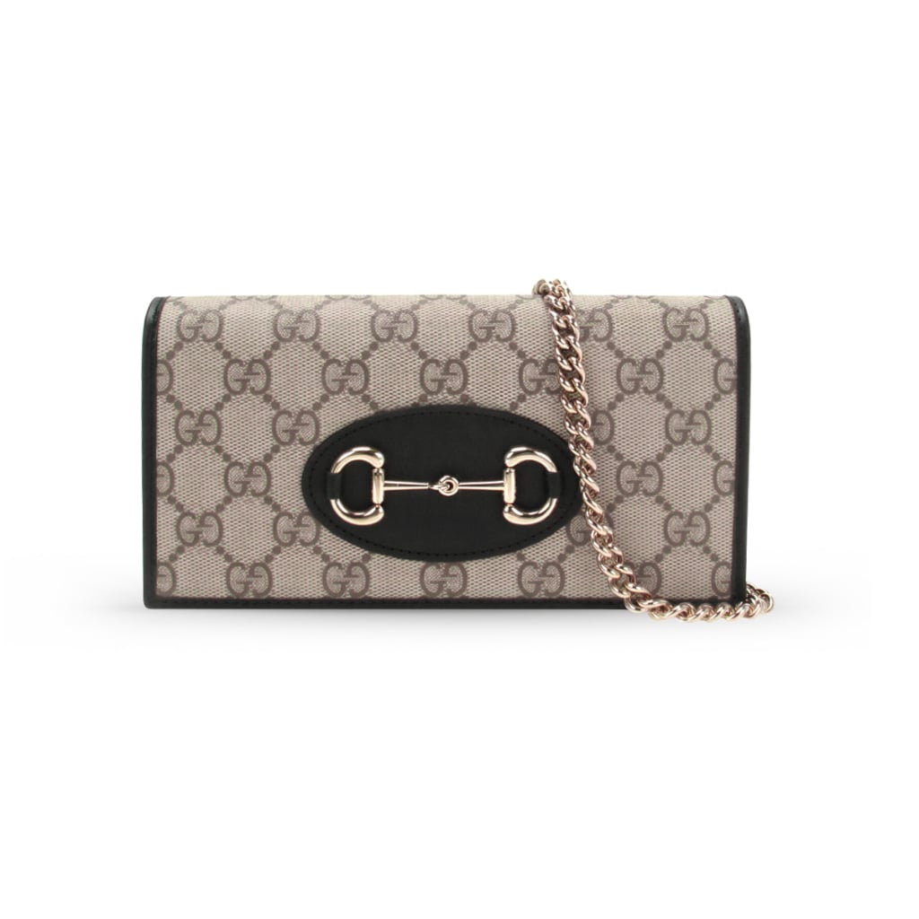 Horsebit 1955 Wallet On Chain Beige and Black LGHW