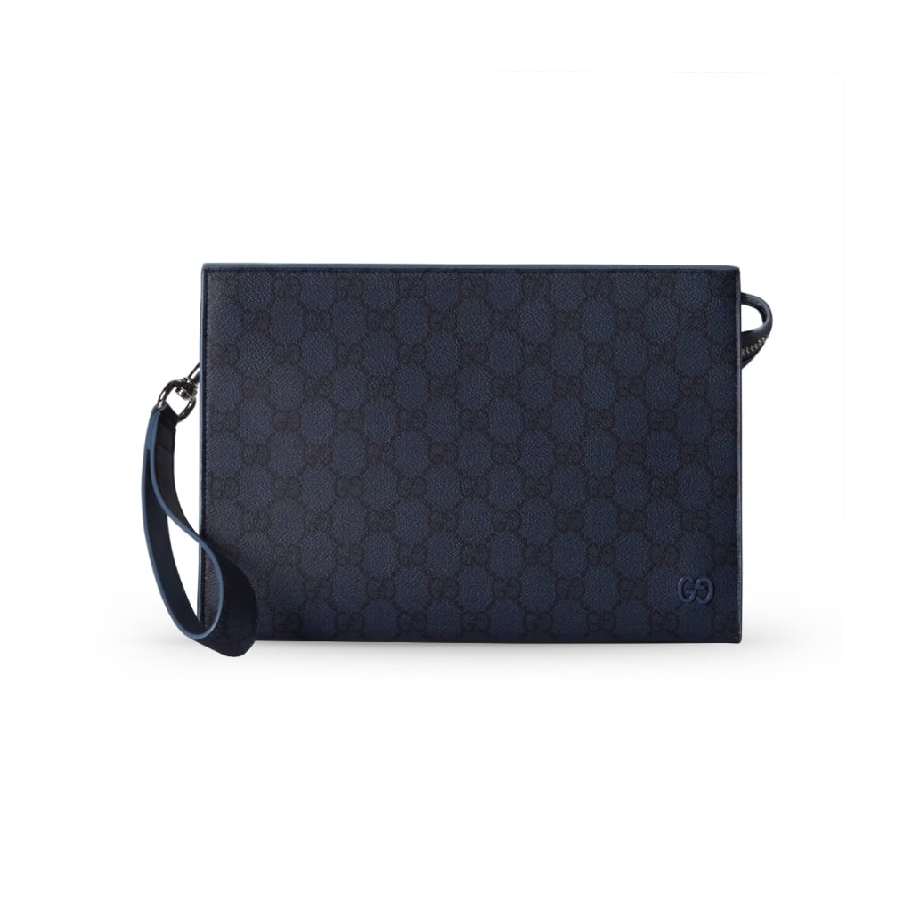GG Supreme Small Dusty Blue Trim Pouch Dark Blue PHW