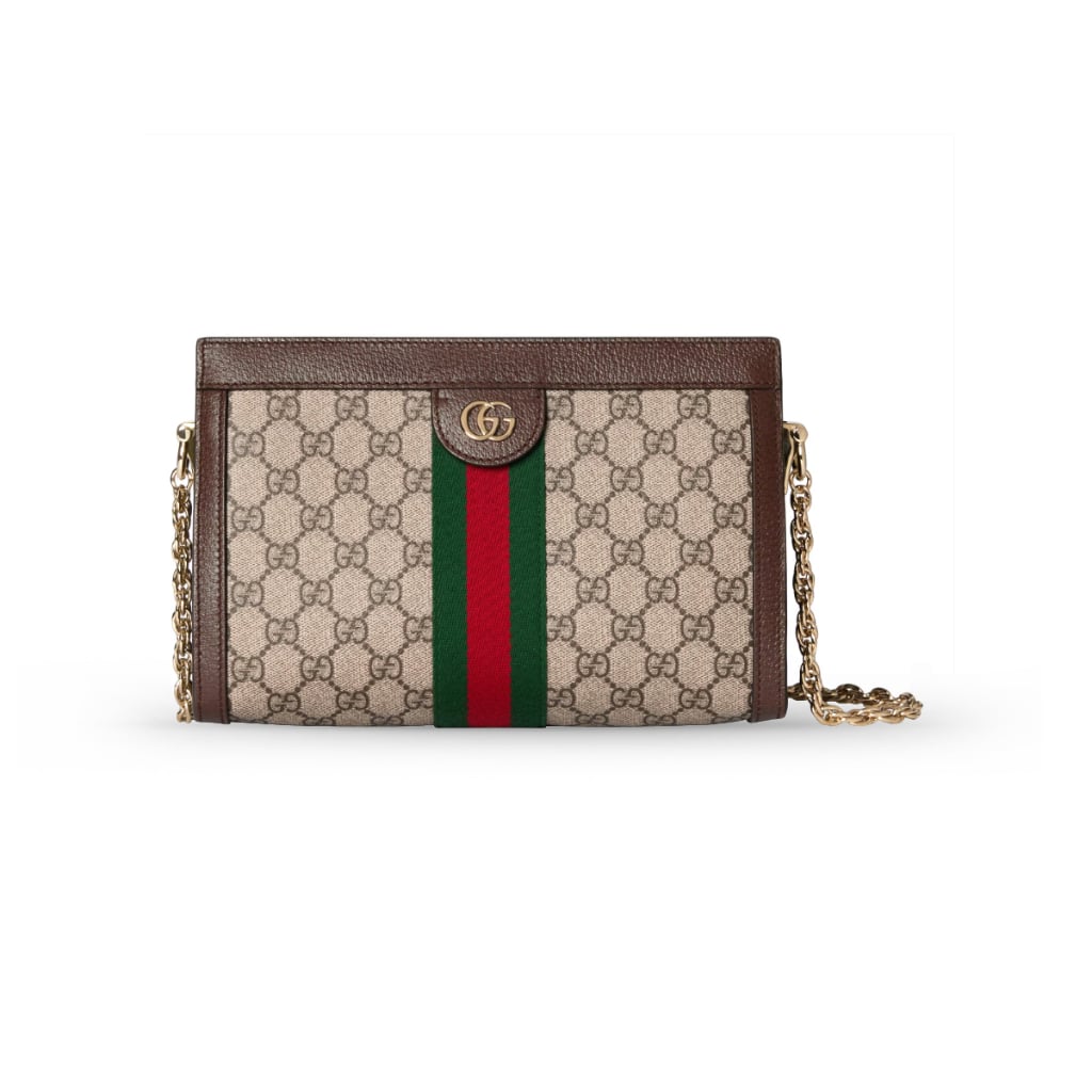 GG Ophidia Medium Shoulder Bag Beige/Dark Brown LGHW