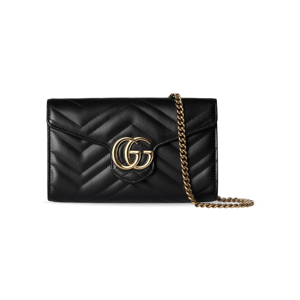 GG Marmont Matelassé Wallet On Chain Black LGHW