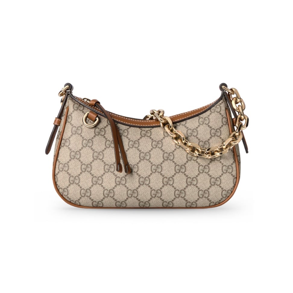 GG Emblem Small Shoulder Bag Beige and Brown LGHW