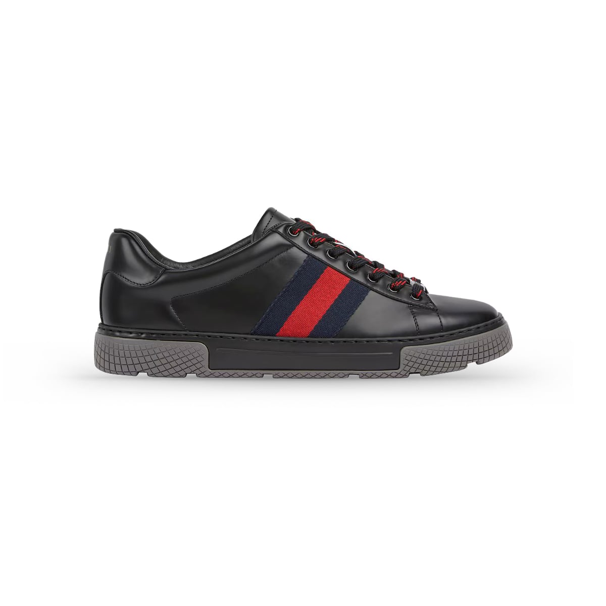 Men Ace Trainers with Web Leather Black