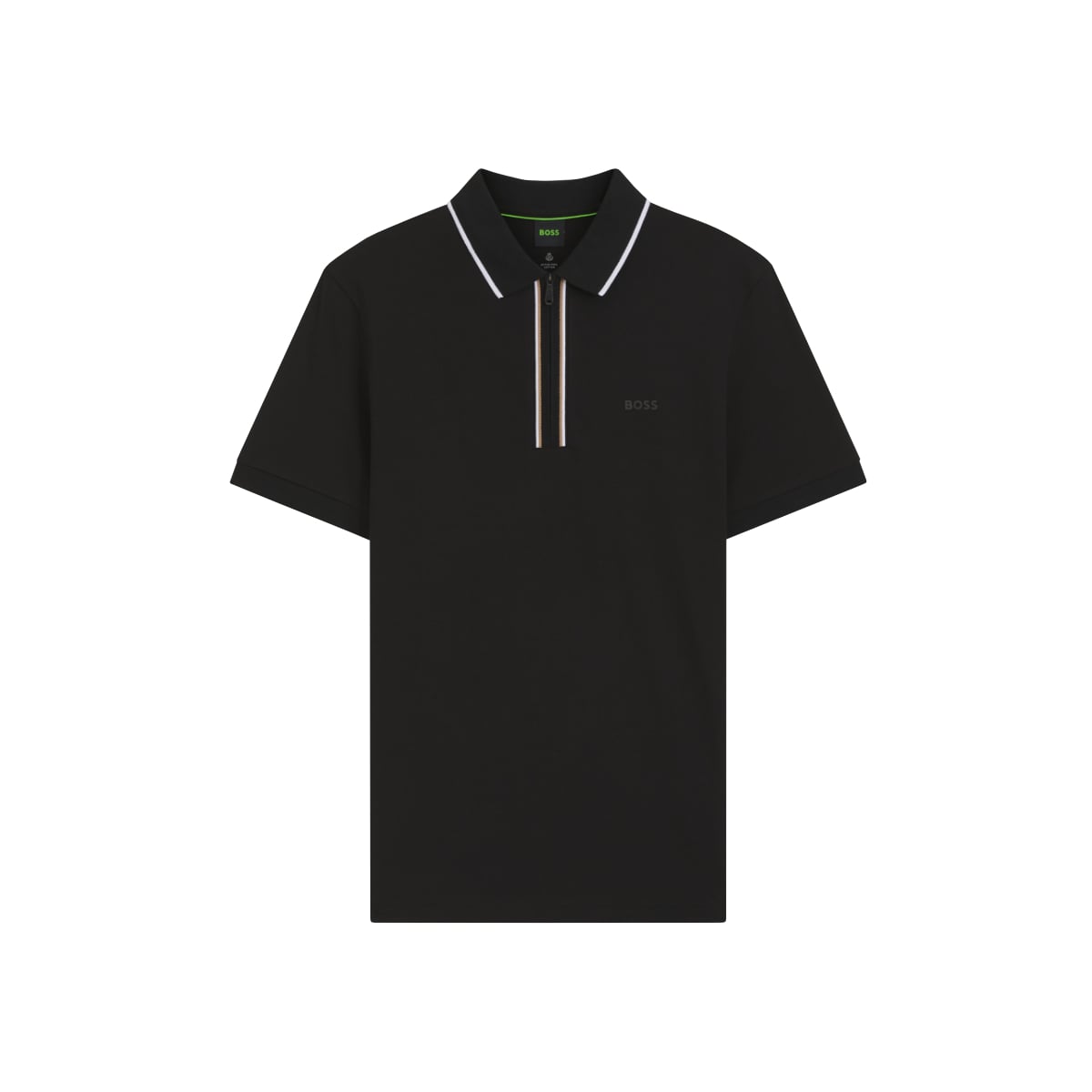 Philix Goc Slim Fit Polo Shirt Zip White/Brown Stripes Black