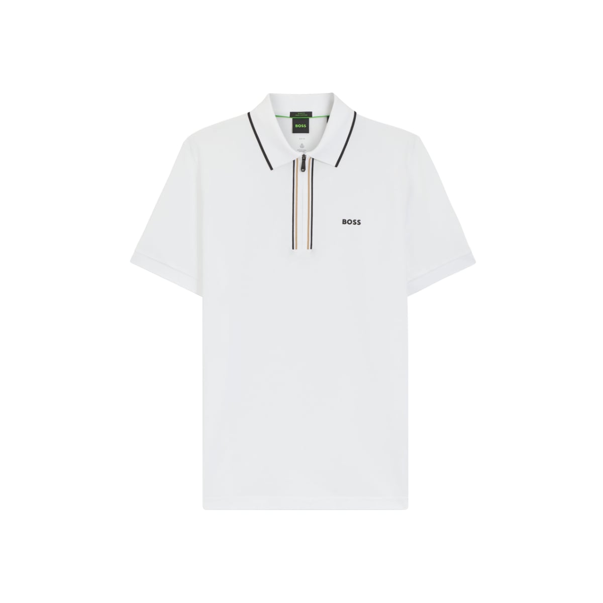 Philix Goc Slim Fit Polo Shirt Zip Black/Brown Stripes White